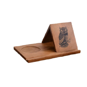 Stylish Wooden Owl Stand with Cup Holder